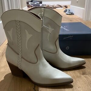 SHAN Cream Western Heeled Boots